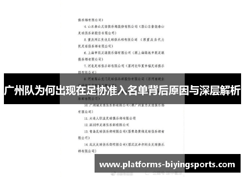 广州队为何出现在足协准入名单背后原因与深层解析