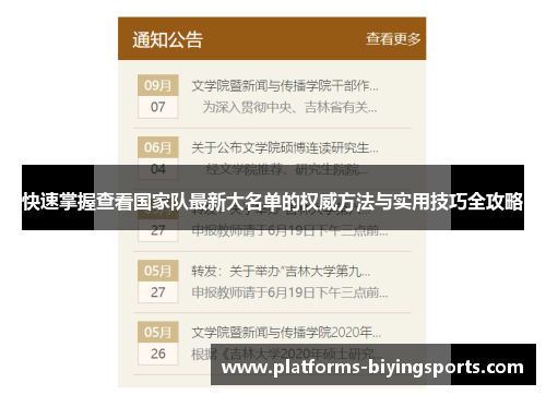 快速掌握查看国家队最新大名单的权威方法与实用技巧全攻略